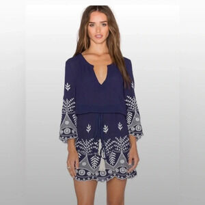 MISA Los Angeles Serene Embroidery Dress in Denim